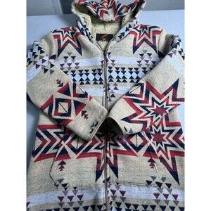 Nativo Co. Southwestern Sherpa Lined Hoodie Jacket - Size Medium Dry Cleaned